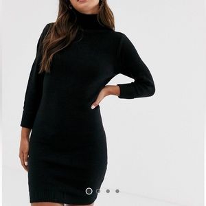 Black roll neck sweater dress